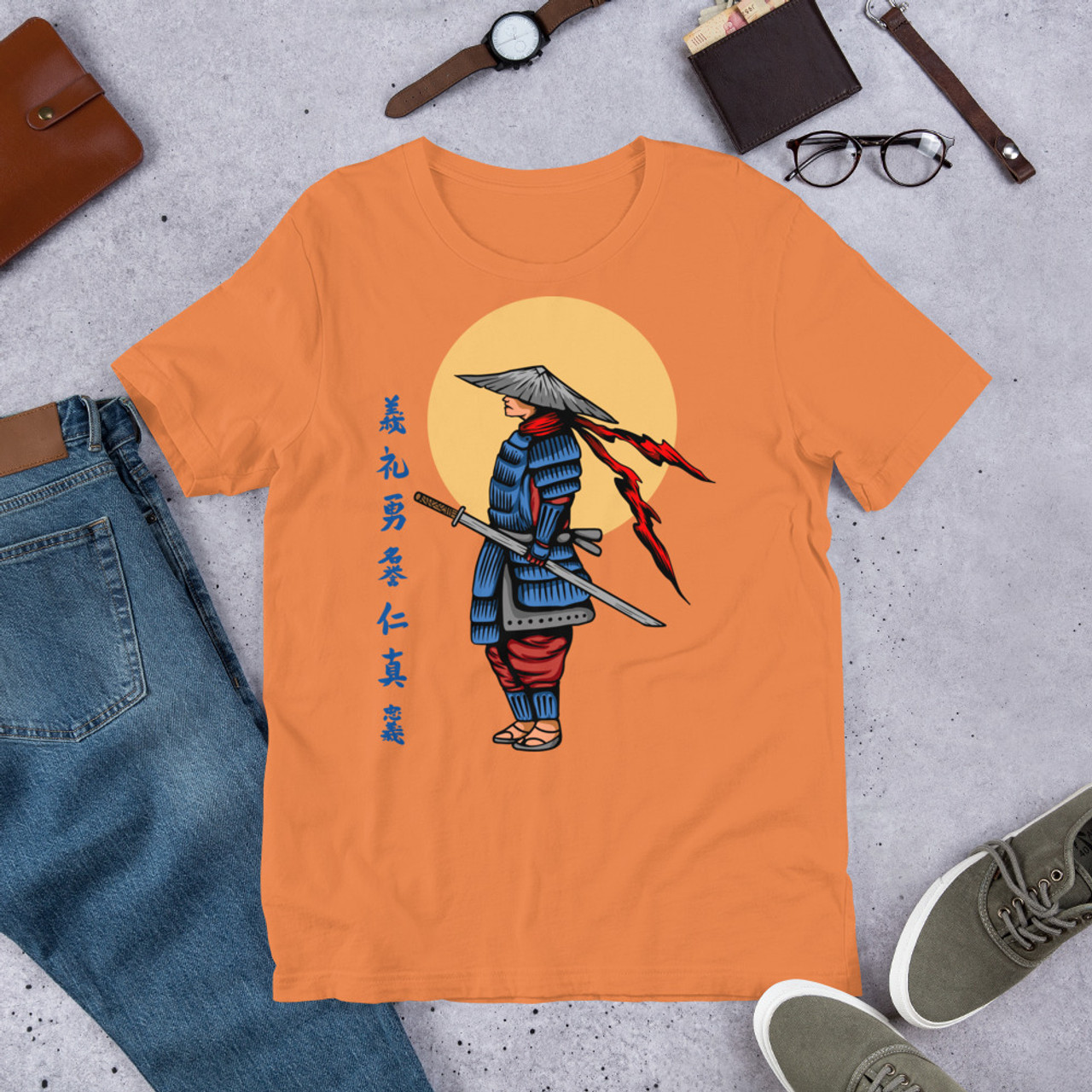 Burnt Orange T-Shirt - Bella + Canvas 3001 Samurai 23