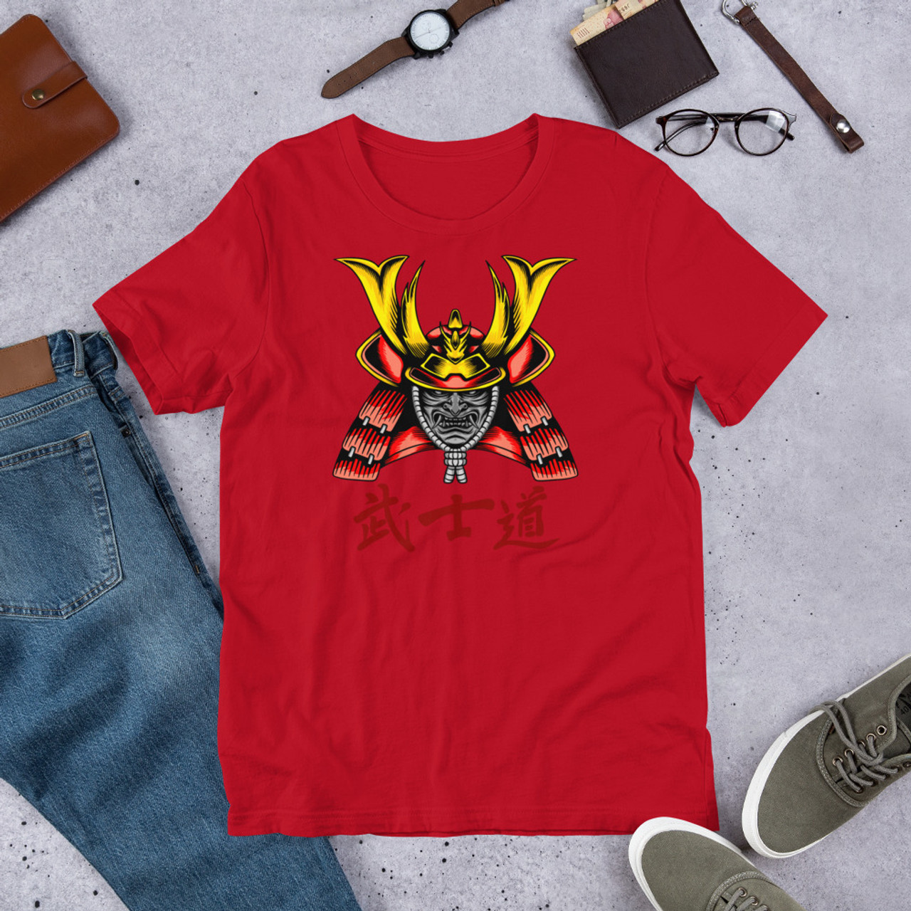 Red T-Shirt - Bella + Canvas 3001 Samurai 24