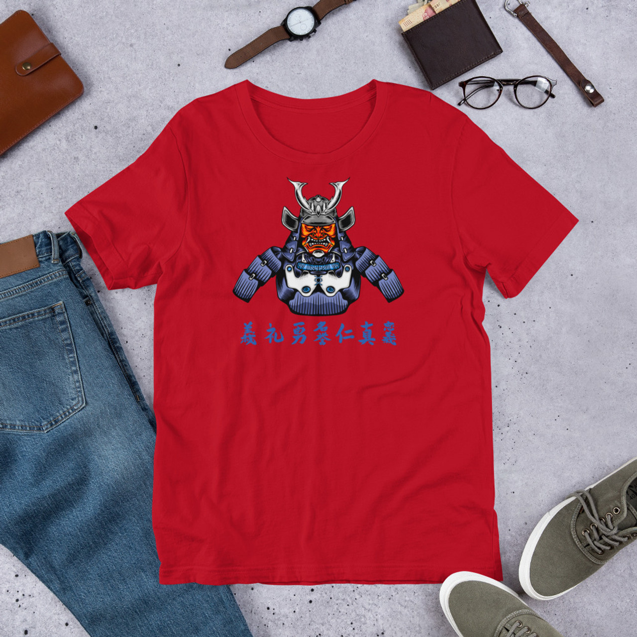 Red T-Shirt - Bella + Canvas 3001 Samurai 25