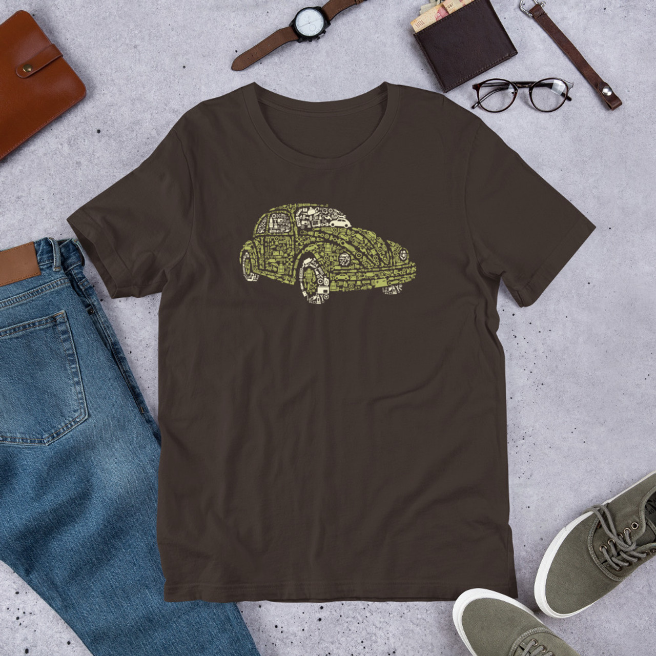 Brown t shirt beetle