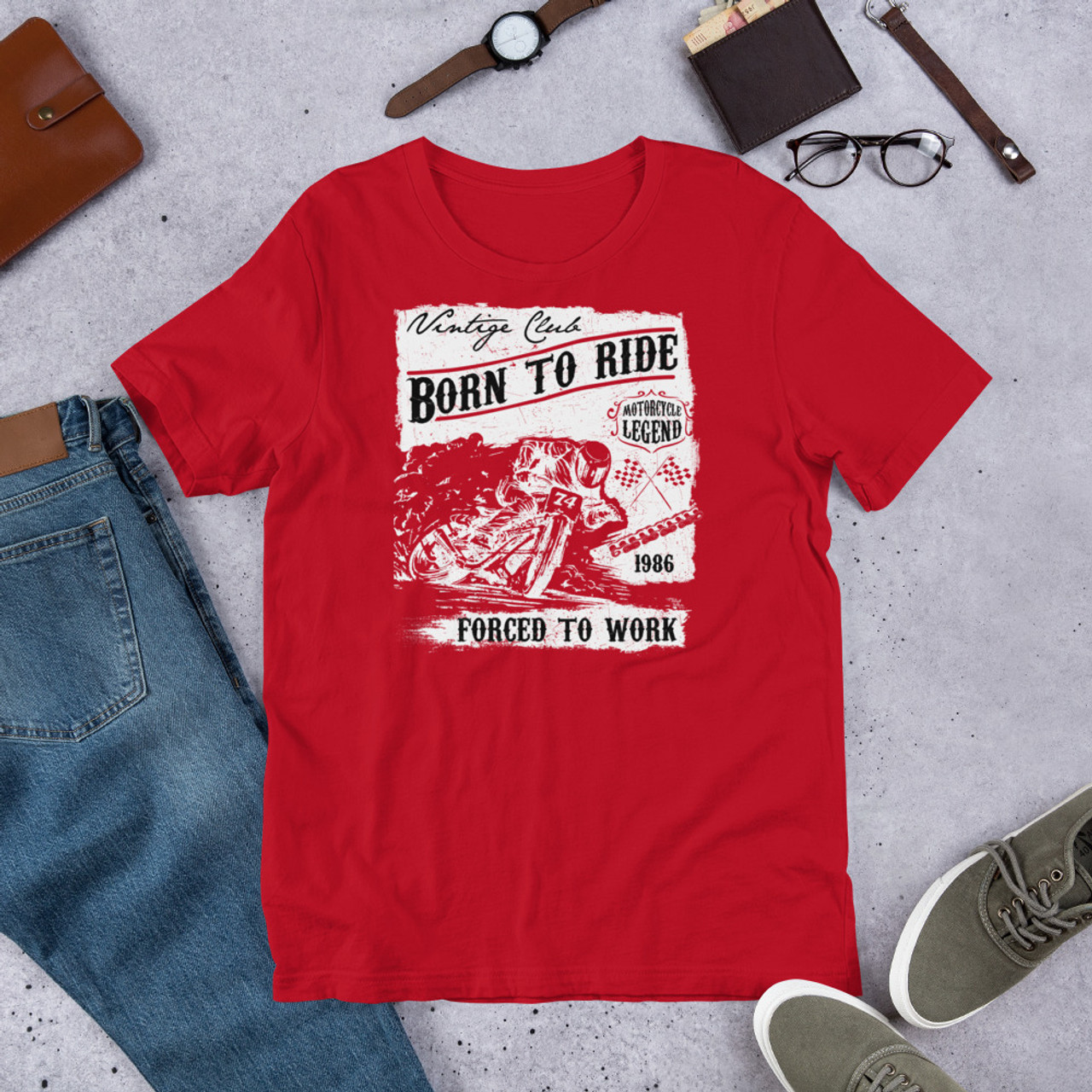 Red t shirt born to ride