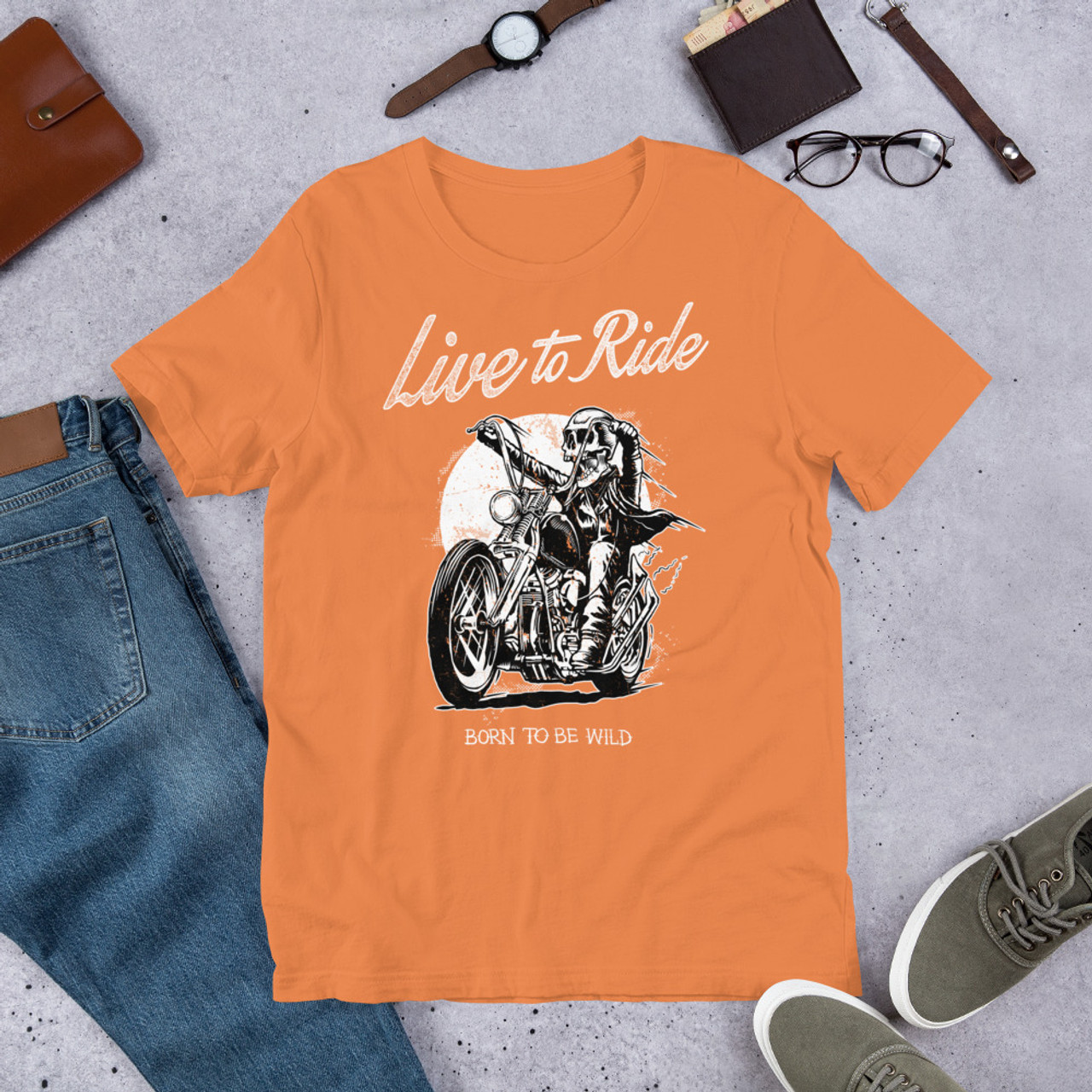 Burnt Orange  t shirt live to ride