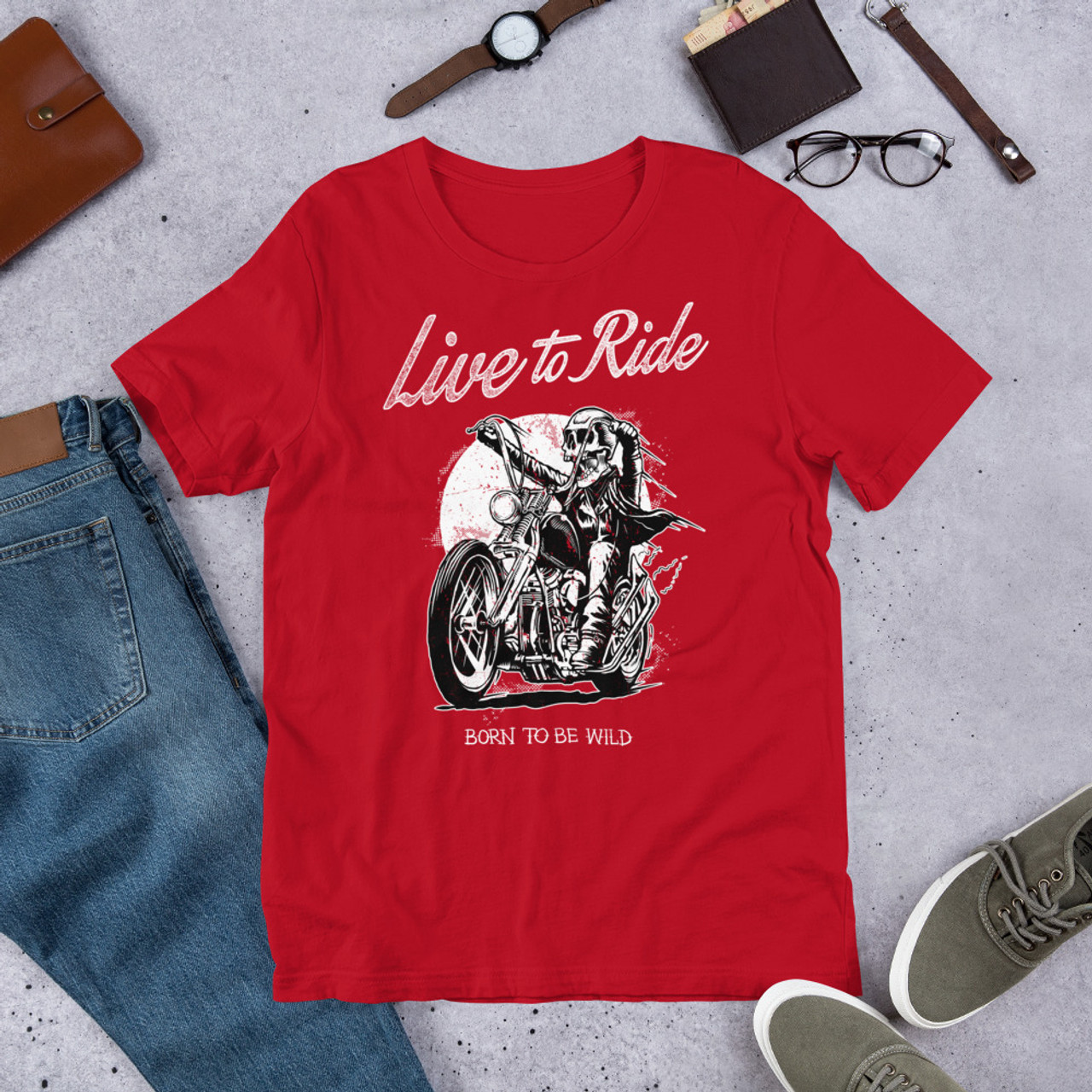 Red  t shirt live to ride