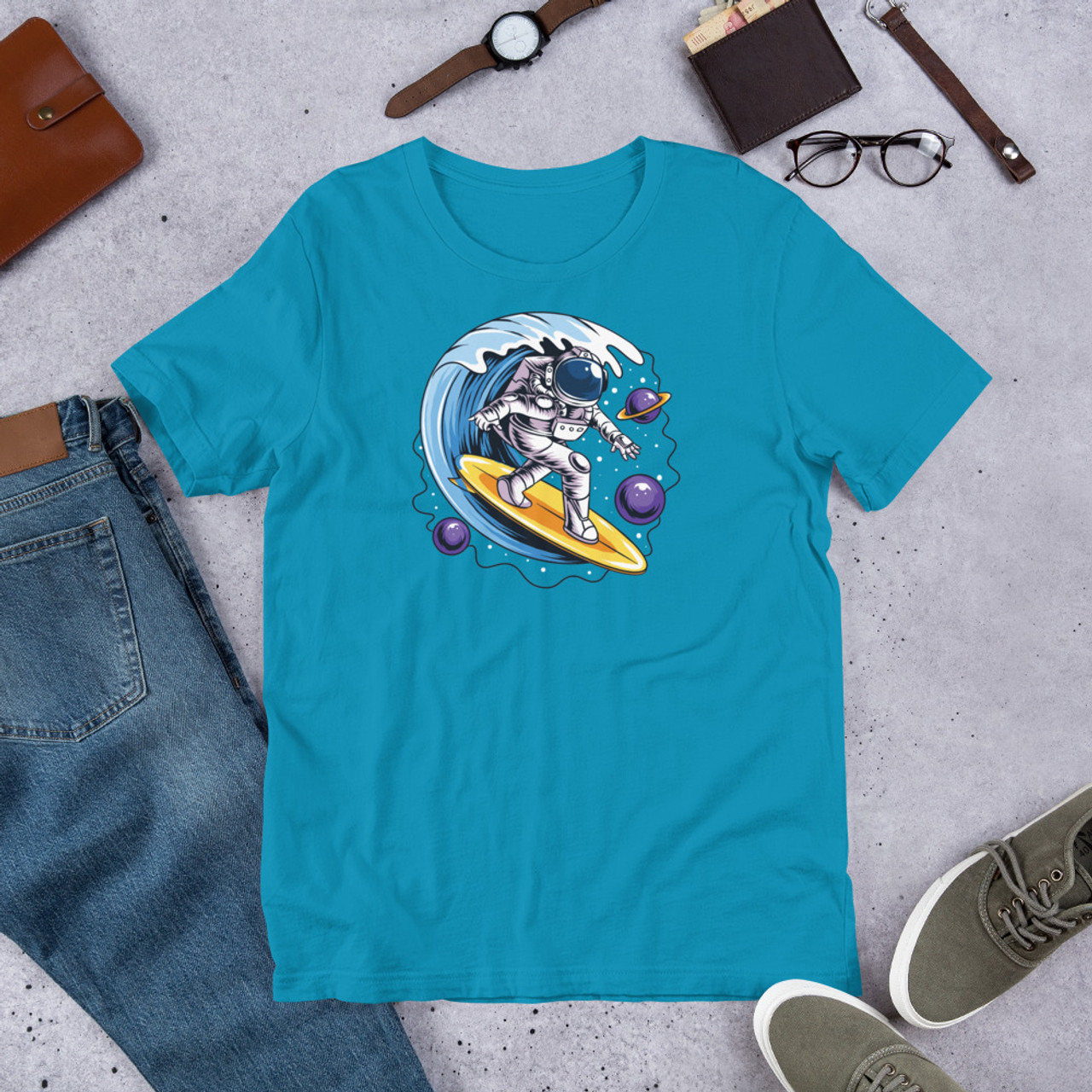 Aqua T-Shirt - Bella + Canvas 3001 Space Surfer