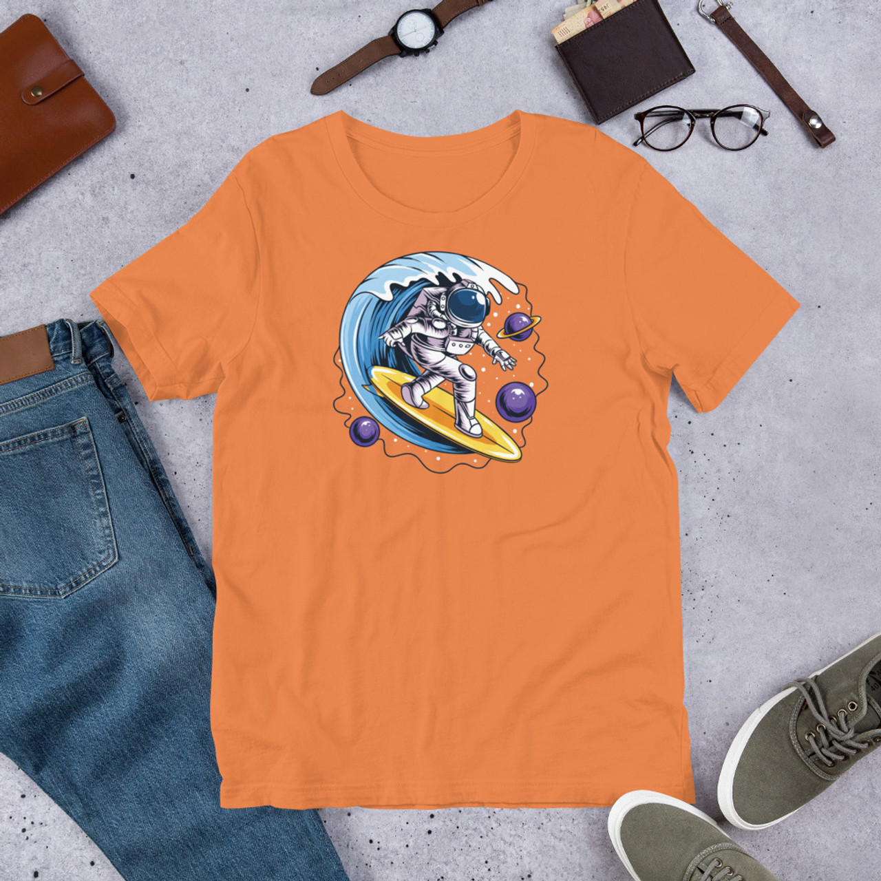 Burnt Orange T-Shirt - Bella + Canvas 3001 Space Surfer