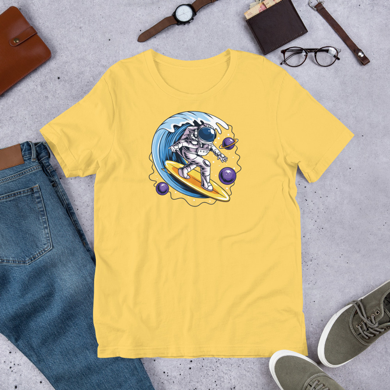 Yellow T-Shirt - Bella + Canvas 3001 Space Surfer