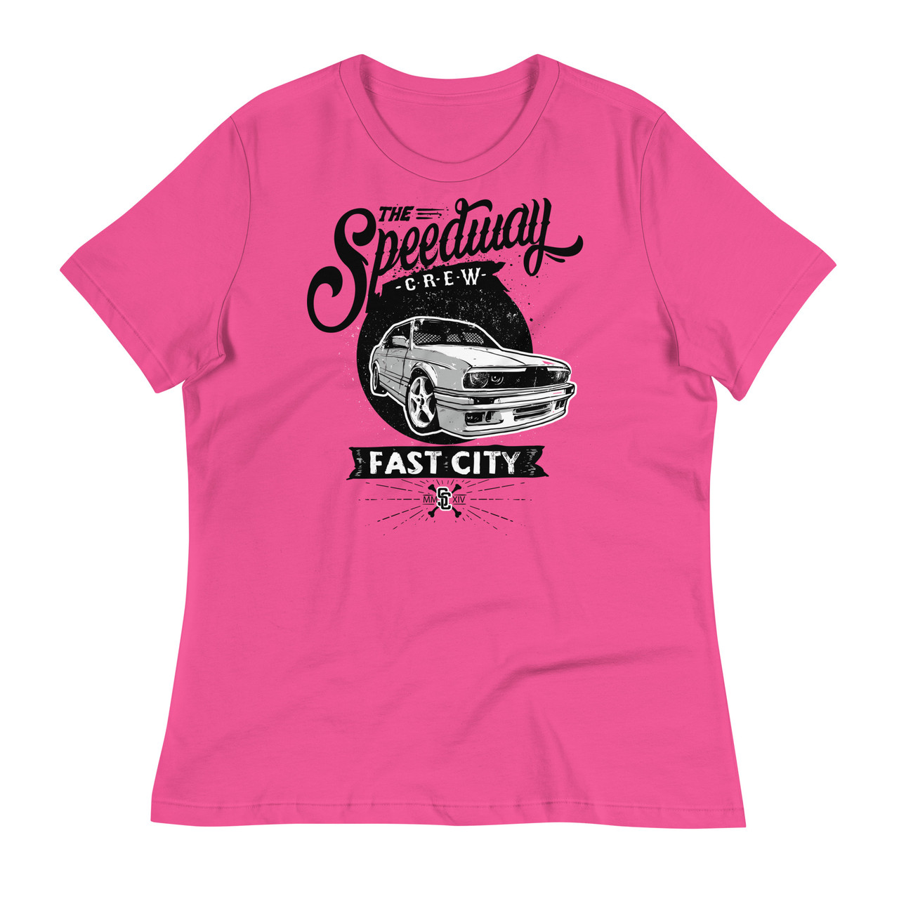 Berry -The Speedway Crew Women's Relaxed T-Shirt - Bella + Canvas 6400