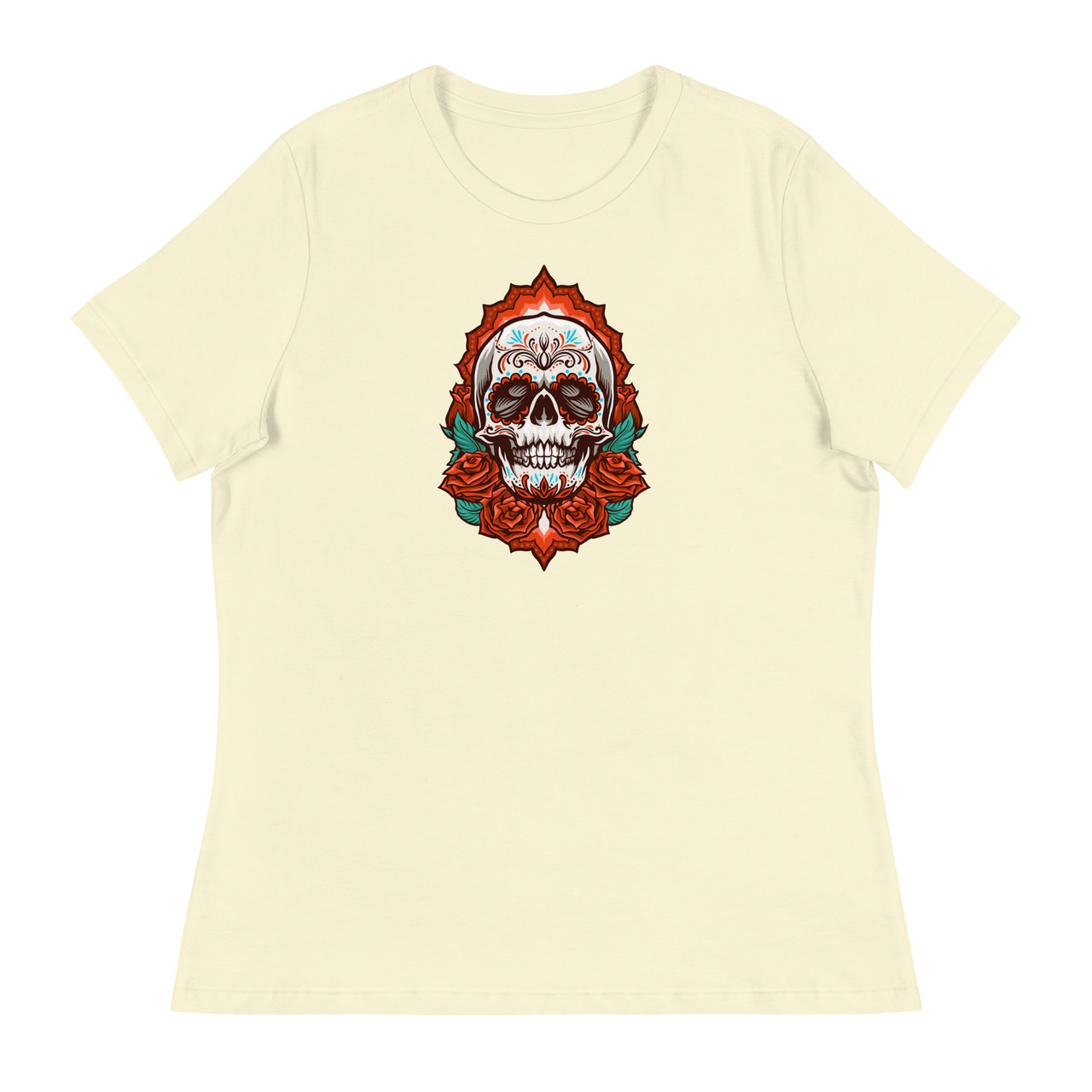 Rose Skull Women's Relaxed T-Shirt - Bella + Canvas 6400 