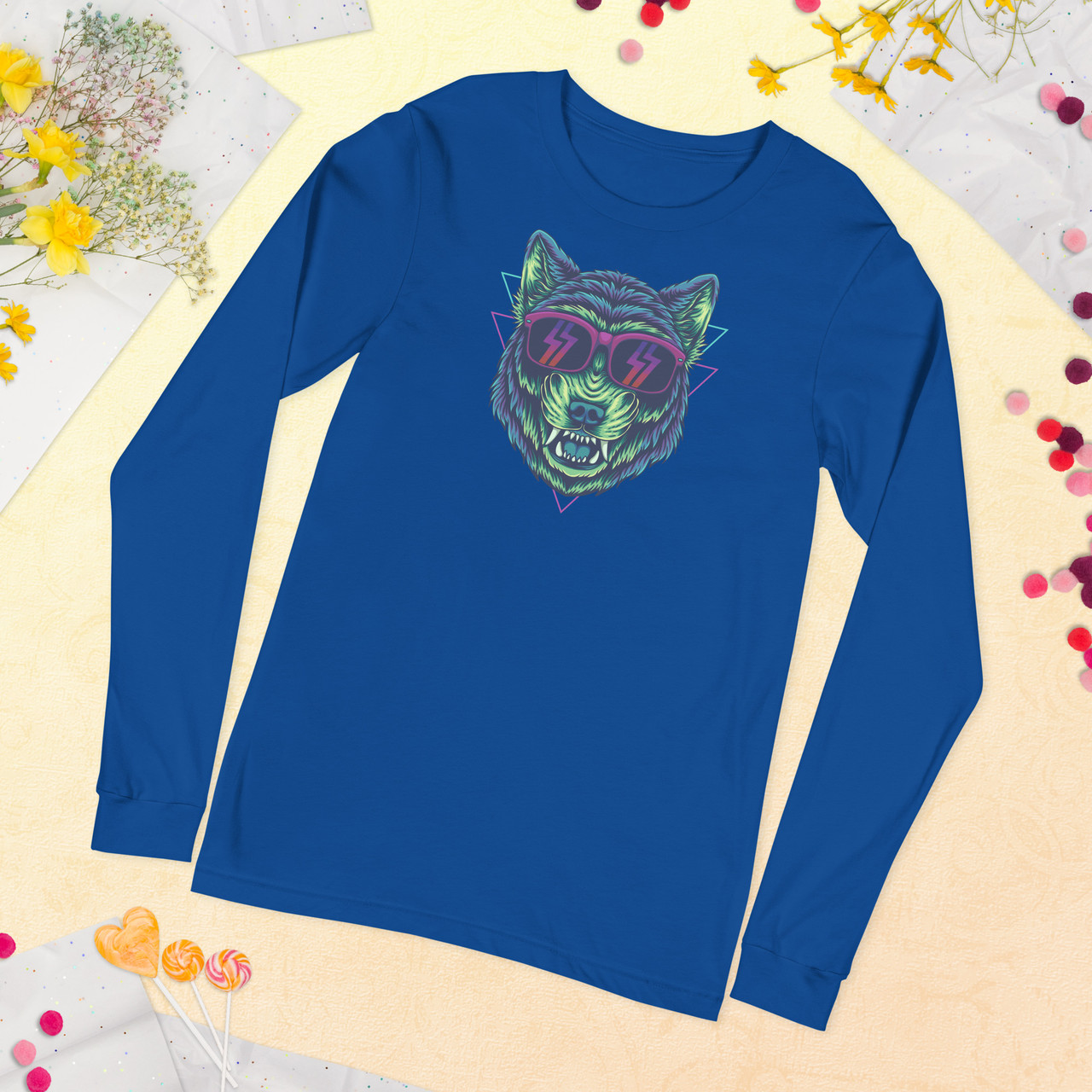 Wolf In Sunglasses Unisex Long Sleeve Tee - Bella + Canvas 3501 