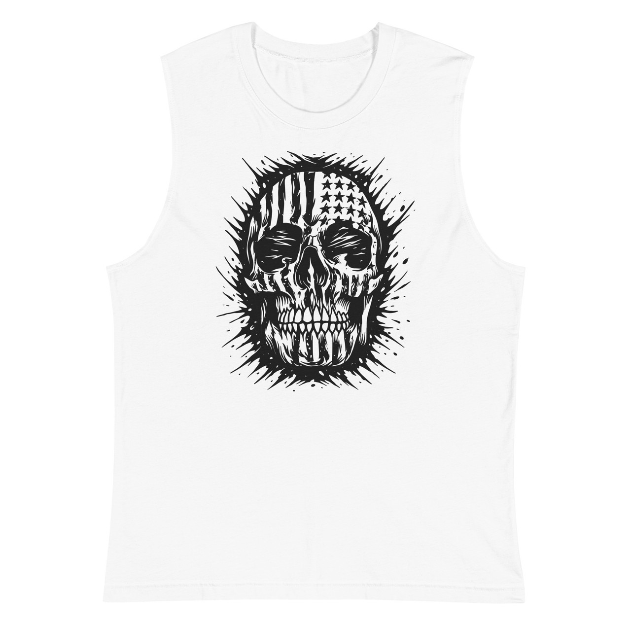 American Skull Black & White  Unisex Muscle Shirt - Bella + Canvas 3483