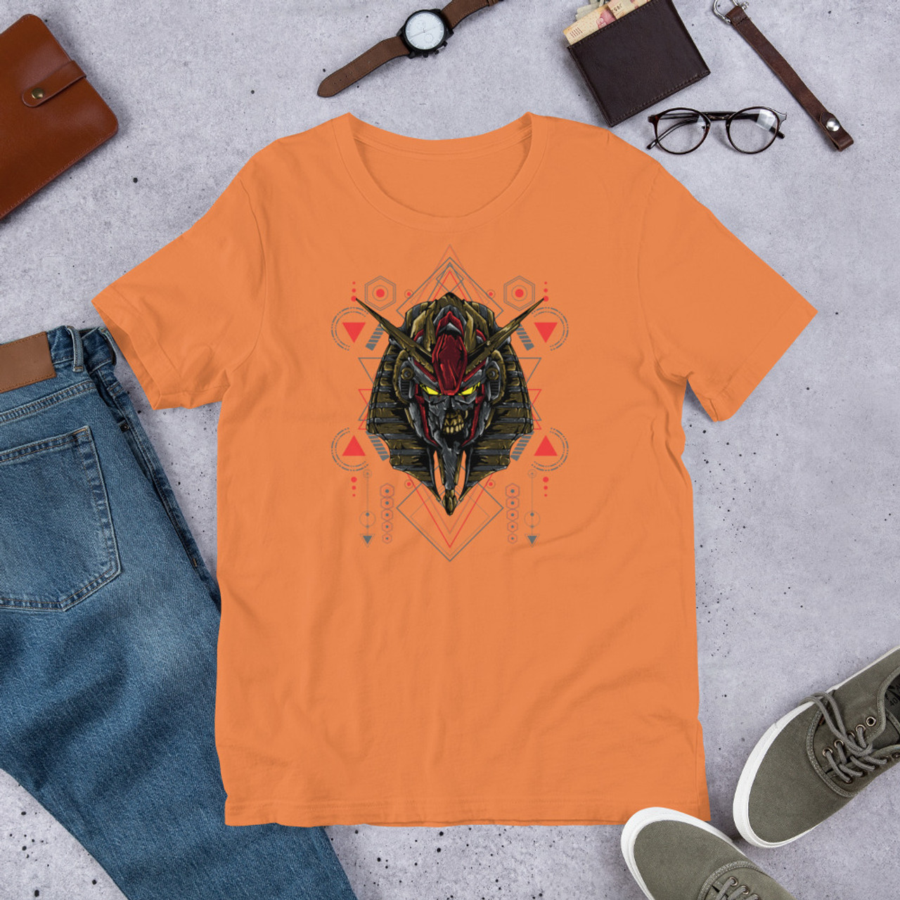 Burnt Orange T-Shirt - Bella + Canvas 3001 Anubis Egyptian God of the Dead