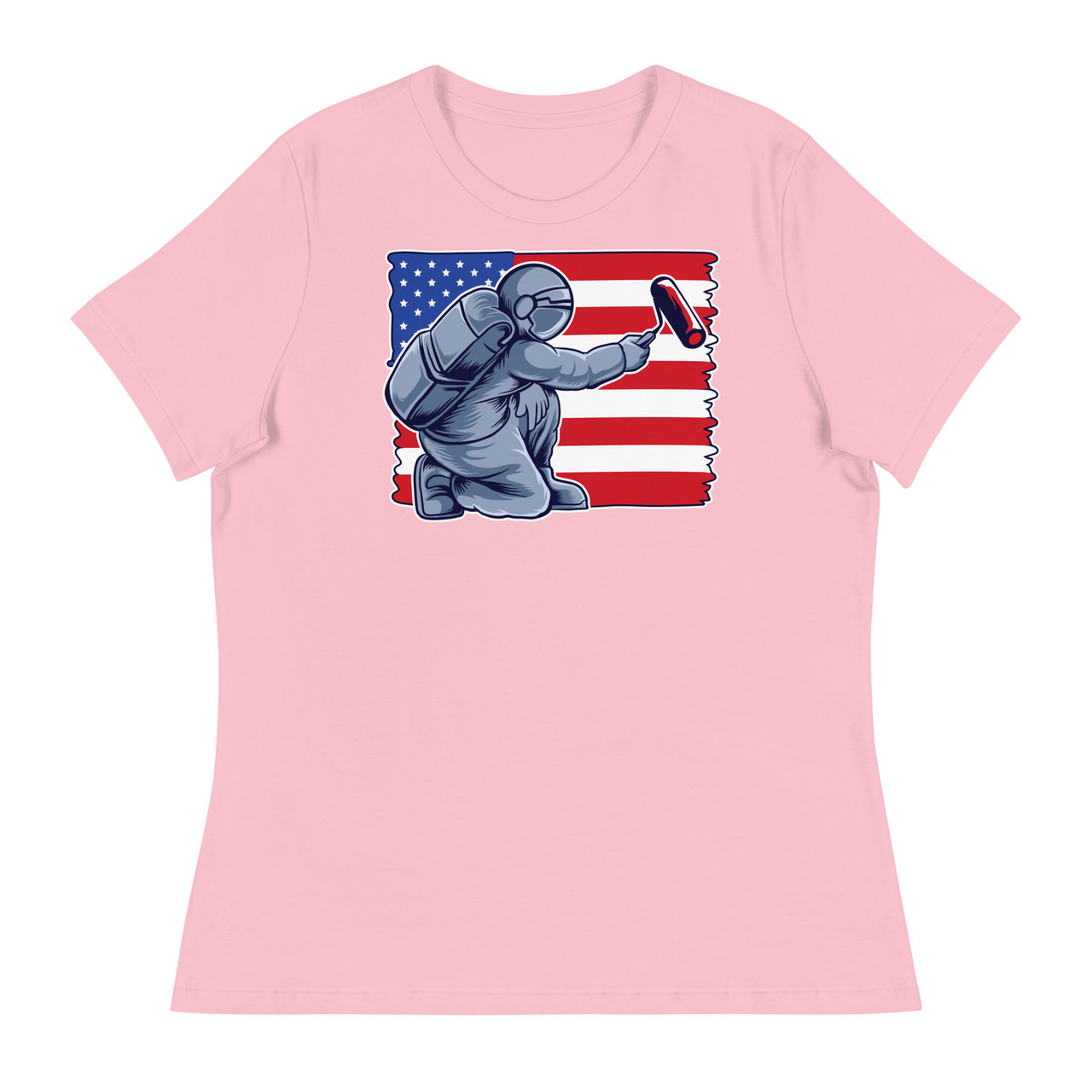 Astronaut Painting Flag Women's Relaxed T-Shirt - Bella + Canvas 6400