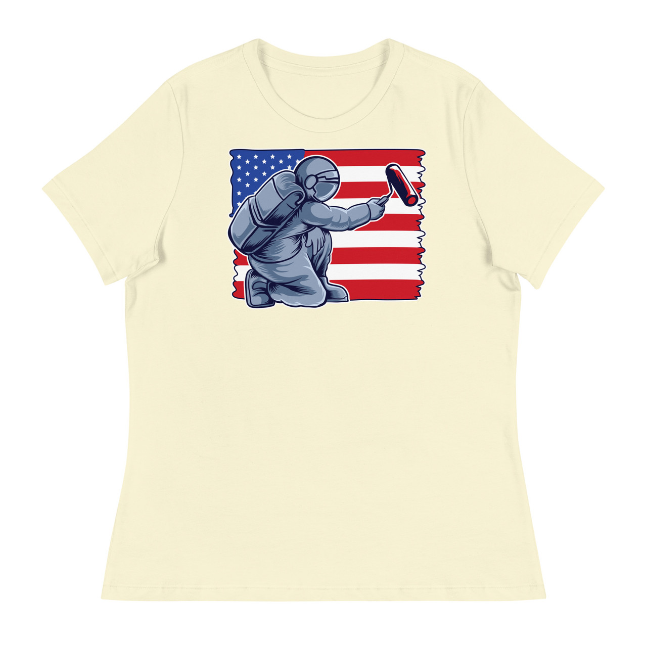 Astronaut Painting Flag Women's Relaxed T-Shirt - Bella + Canvas 6400