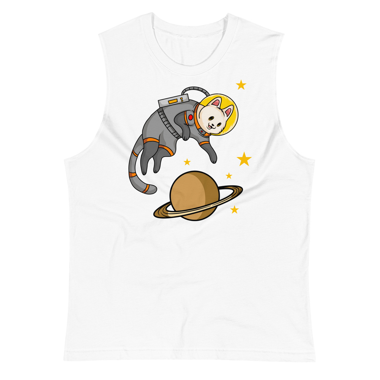 White Space Cat Unisex Muscle Shirt - Bella + Canvas 3483 