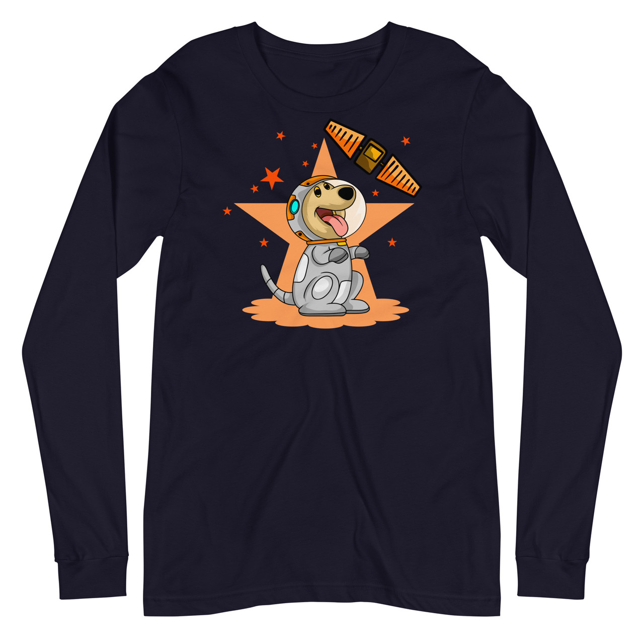 Satellite Star Dog Unisex Long Sleeve Tee - Bella + Canvas 3501 