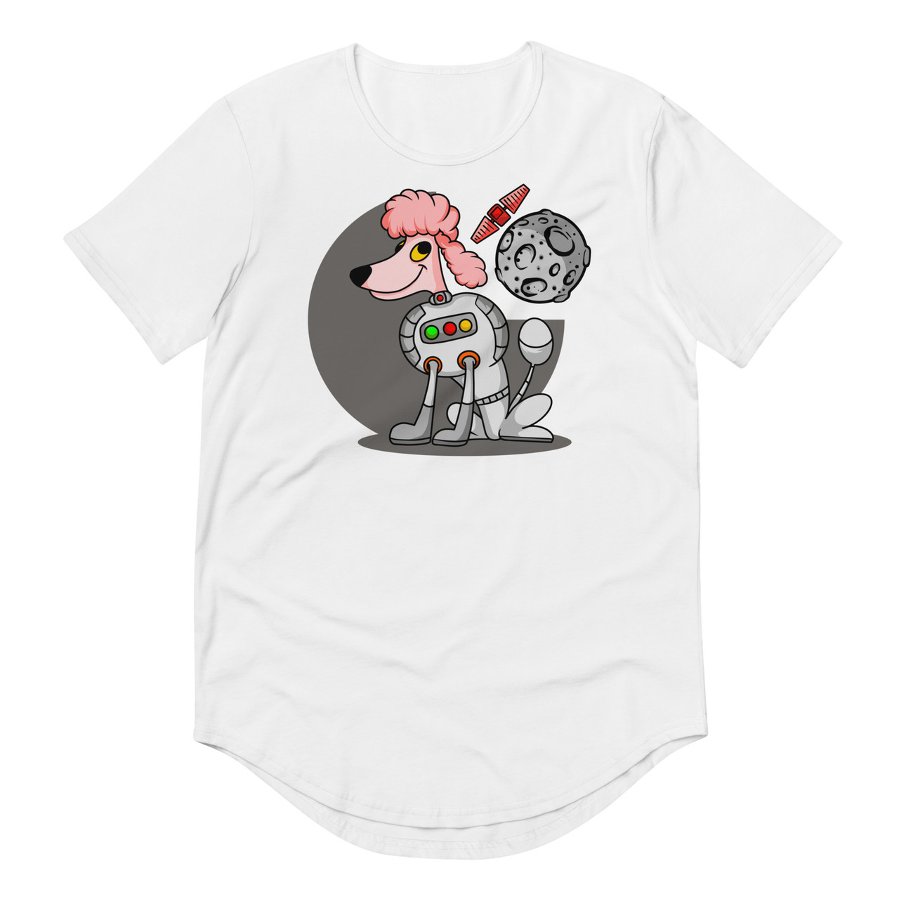 Pink Space Poodle Curved Hem Tee - Bella + Canvas 3003 