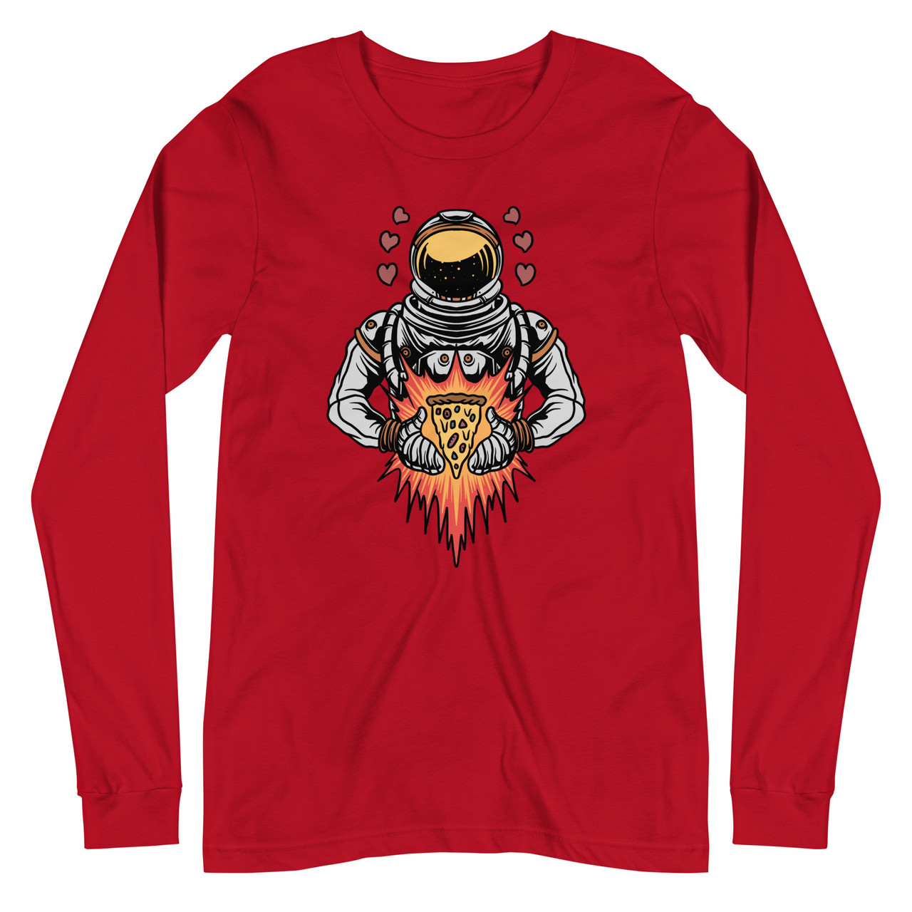 Astronaut Space Pizza Unisex Long Sleeve Tee - Bella + Canvas 3501 