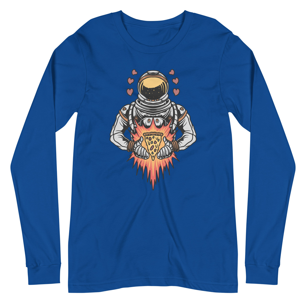 Astronaut Space Pizza Unisex Long Sleeve Tee - Bella + Canvas 3501 