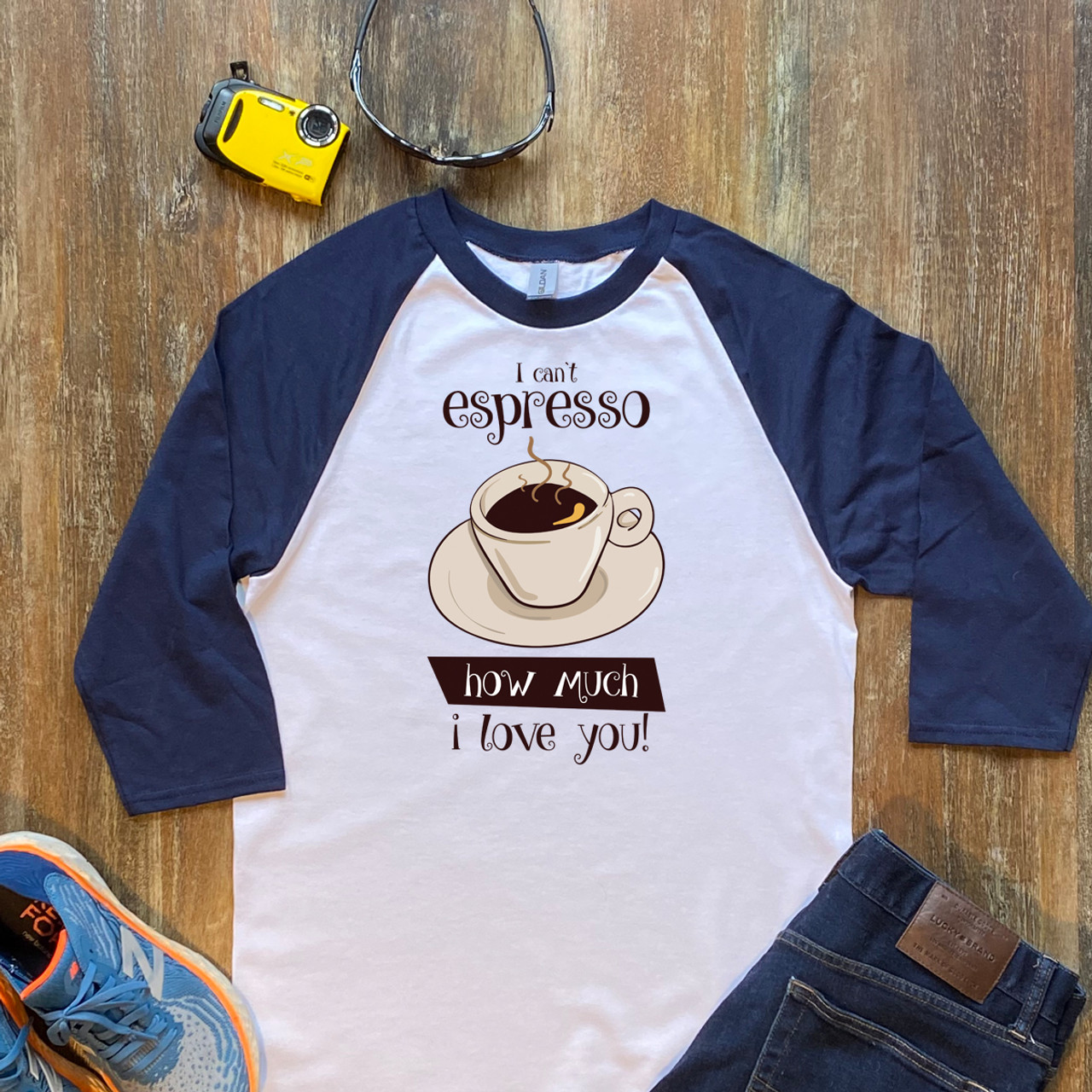 Espresso I Love You   Unisex 3/4 Sleeve Raglan Shirt Gildan 5700