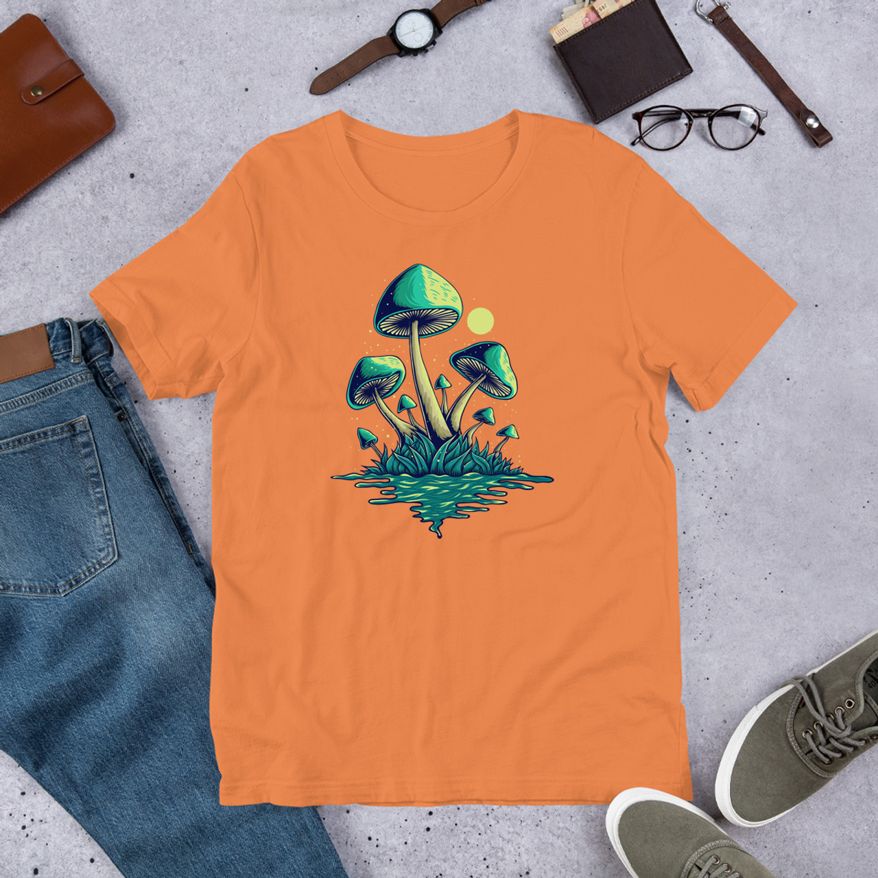 Burnt Orange Mushroom Island Unisex Staple T-Shirt - Bella + Canvas 3001