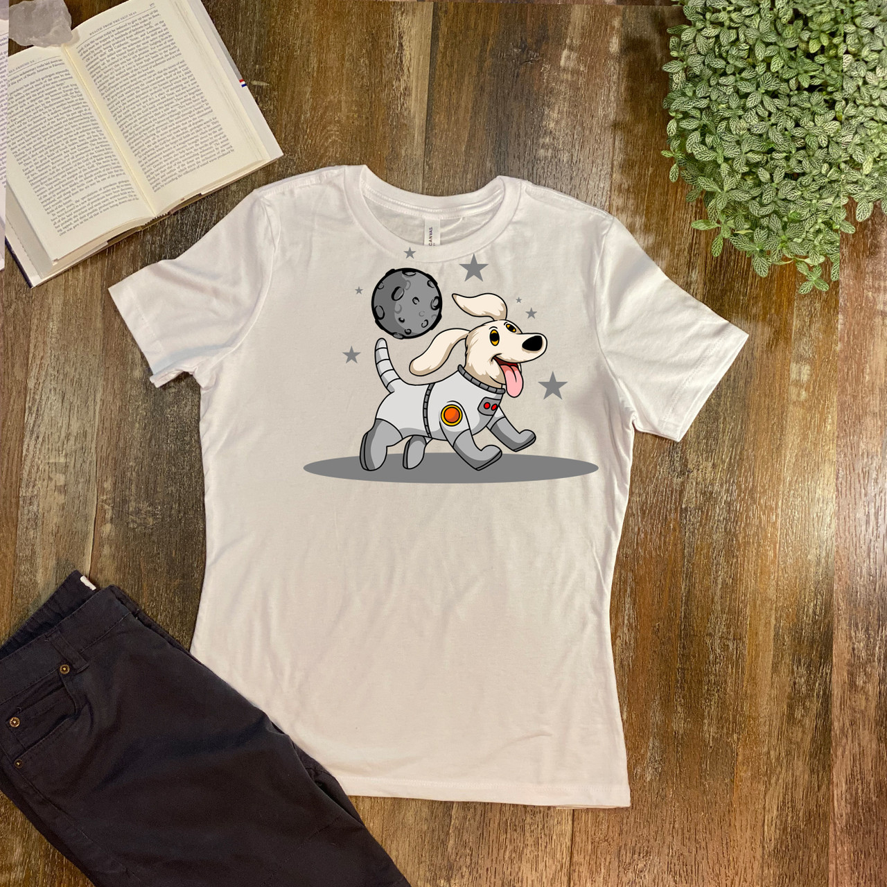 White Astro Rover  Women's Relaxed T-Shirt - Bella + Canvas 6400