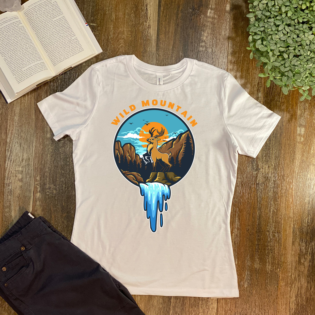 White Wild Mountain  Women's Relaxed T-Shirt - Bella + Canvas 6400