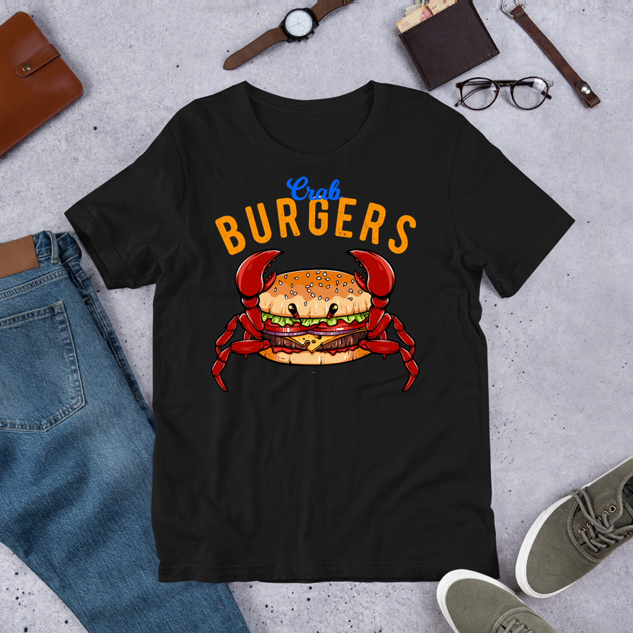 Black Crab Burger Unisex Staple T-Shirt - Bella + Canvas 3001
