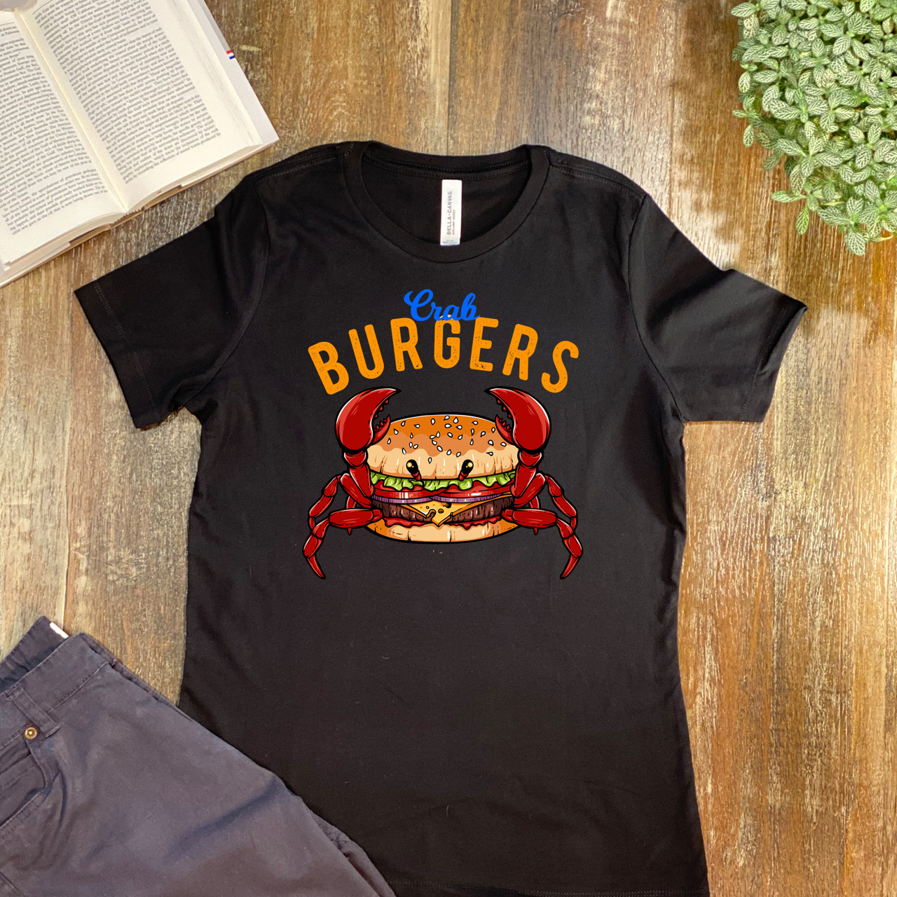 Black Crab Burger Women's Relaxed T-Shirt - Bella + Canvas 6400