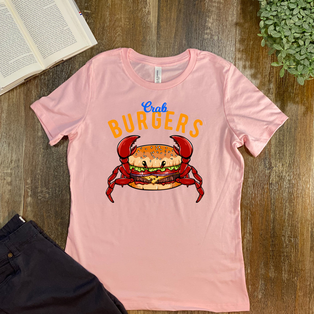 Pink Crab Burger Women's Relaxed T-Shirt - Bella + Canvas 6400