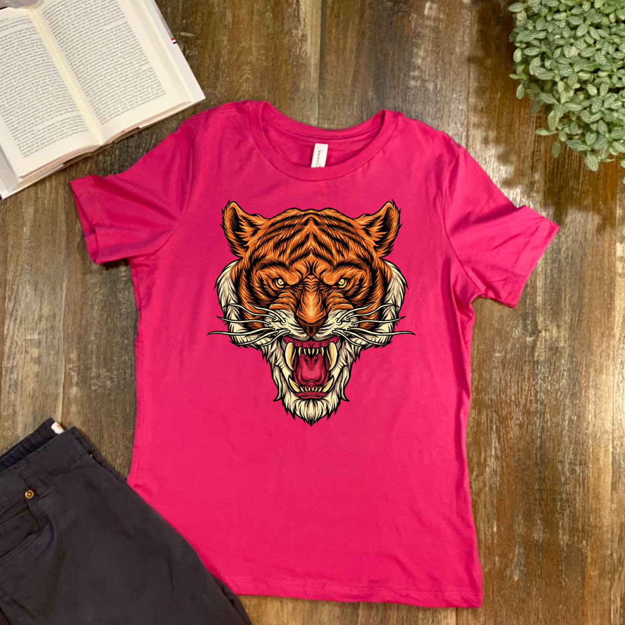 Berry The Tiger  Women's Relaxed T-Shirt - Bella + Canvas 6400