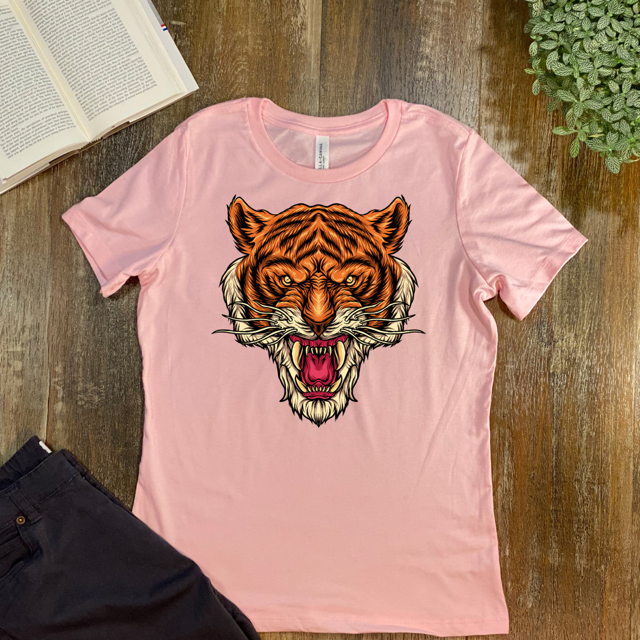 Pink The Tiger  Women's Relaxed T-Shirt - Bella + Canvas 6400