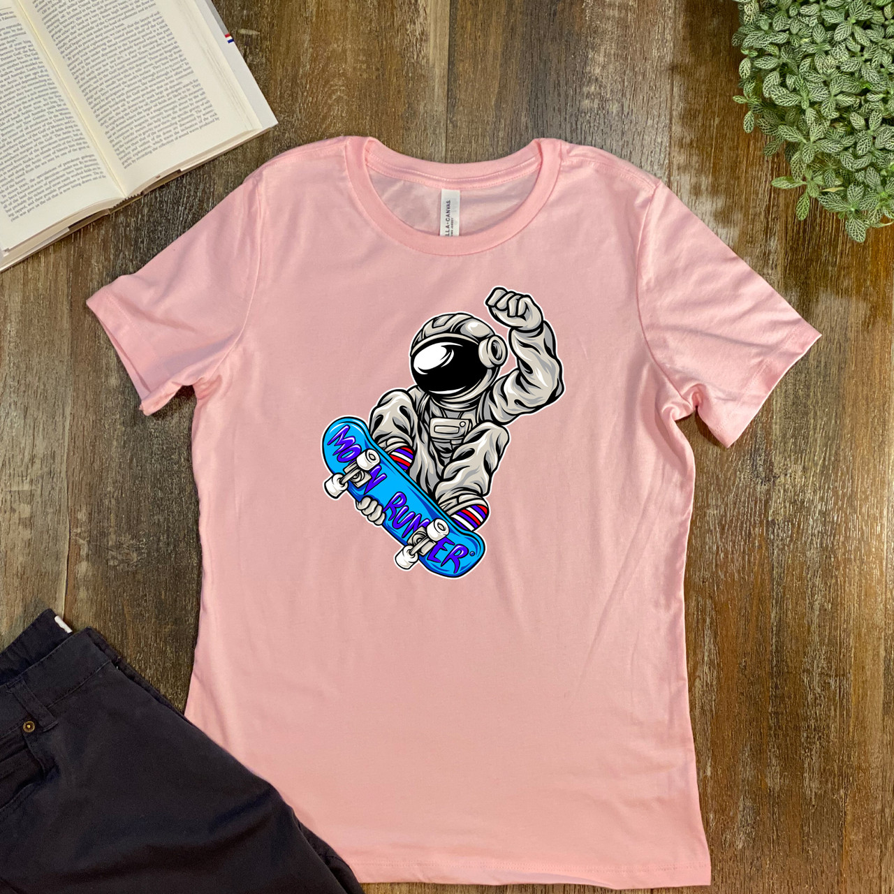 Pink Moon Runner  Women's Relaxed T-Shirt - Bella + Canvas 6400