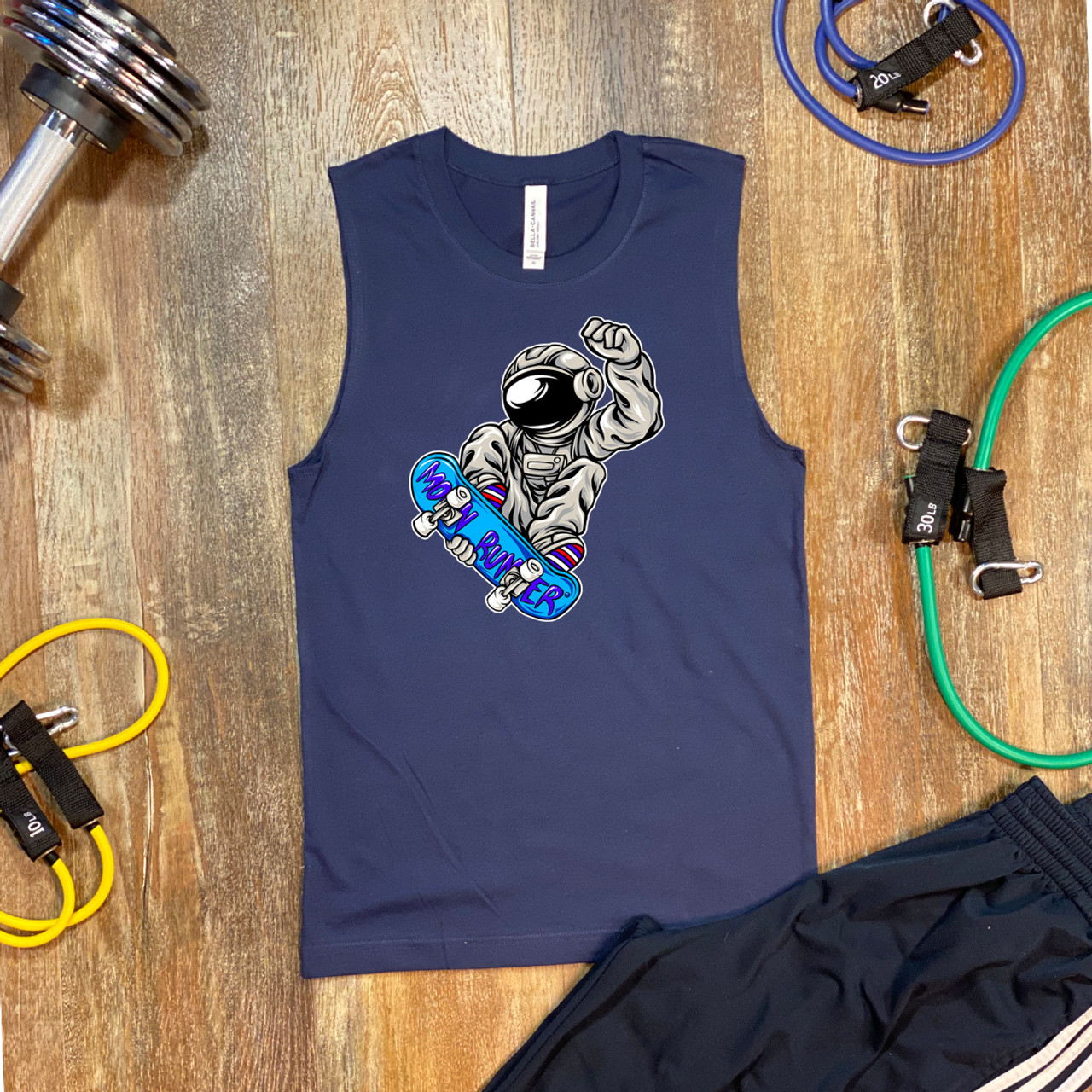 Navy Moon Runner Unisex Muscle Shirt - Bella + Canvas 3483