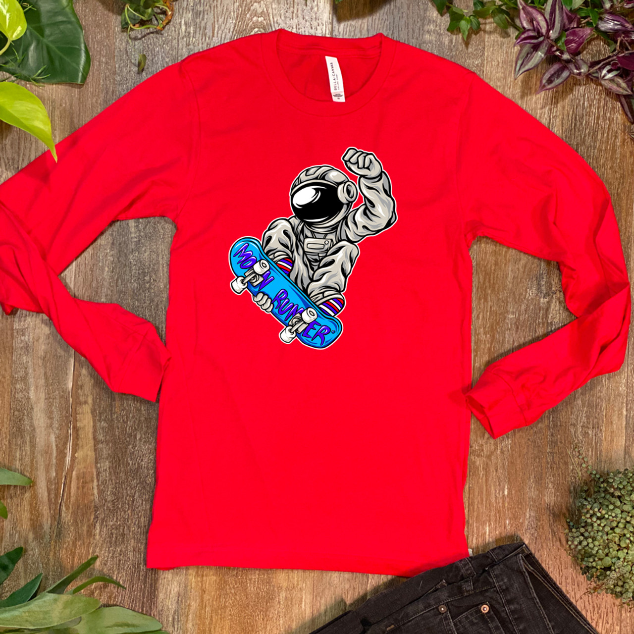 Red Moon Runner Unisex Long Sleeve Tee - Bella + Canvas 3501