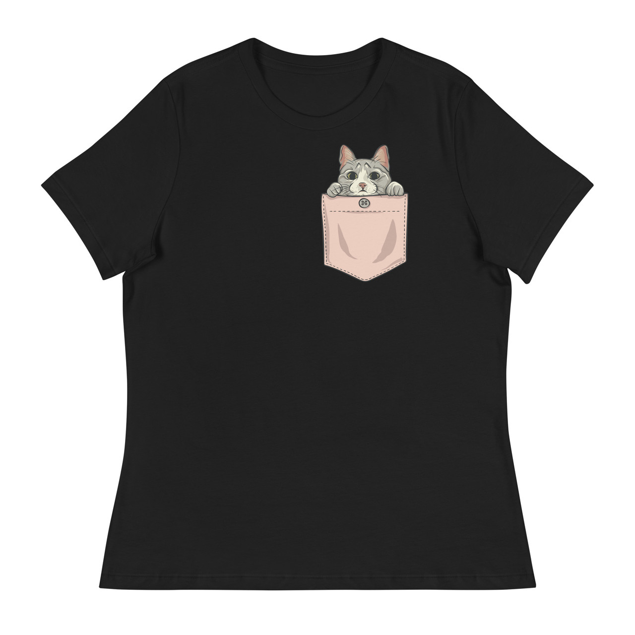 Cute Pocket Kitten Women's Relaxed T-Shirt - Bella + Canvas 6400 