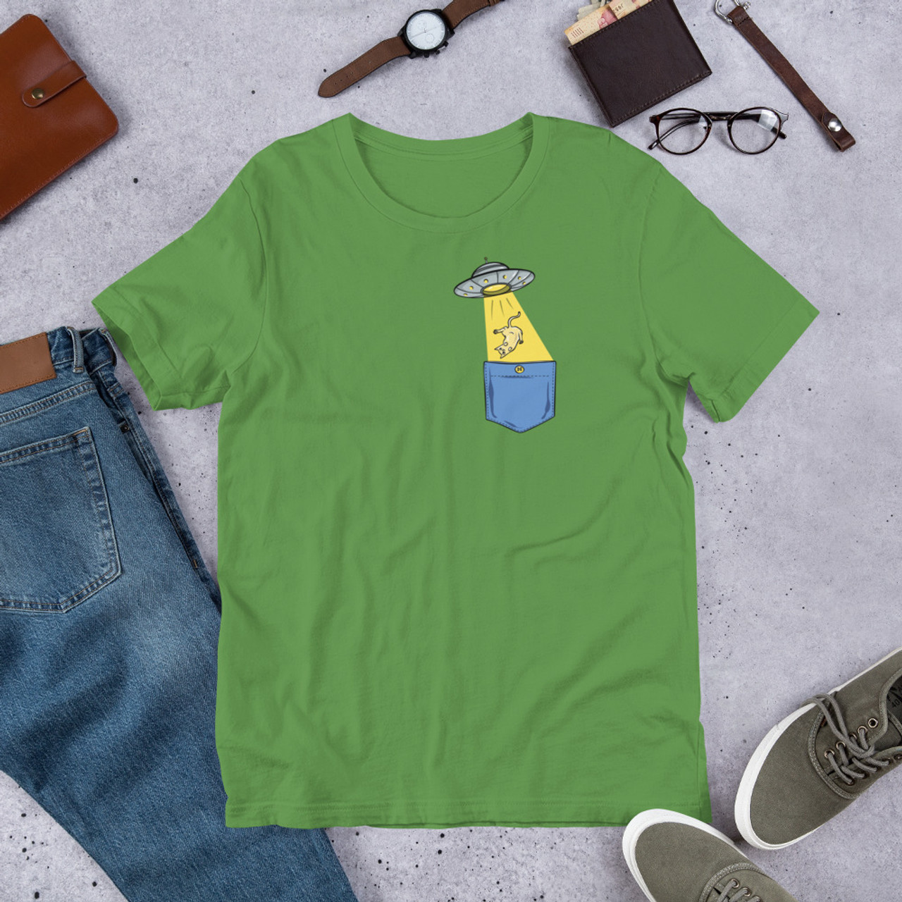 Leaf T-Shirt - Bella + Canvas 3001 UFO Pocket Cat