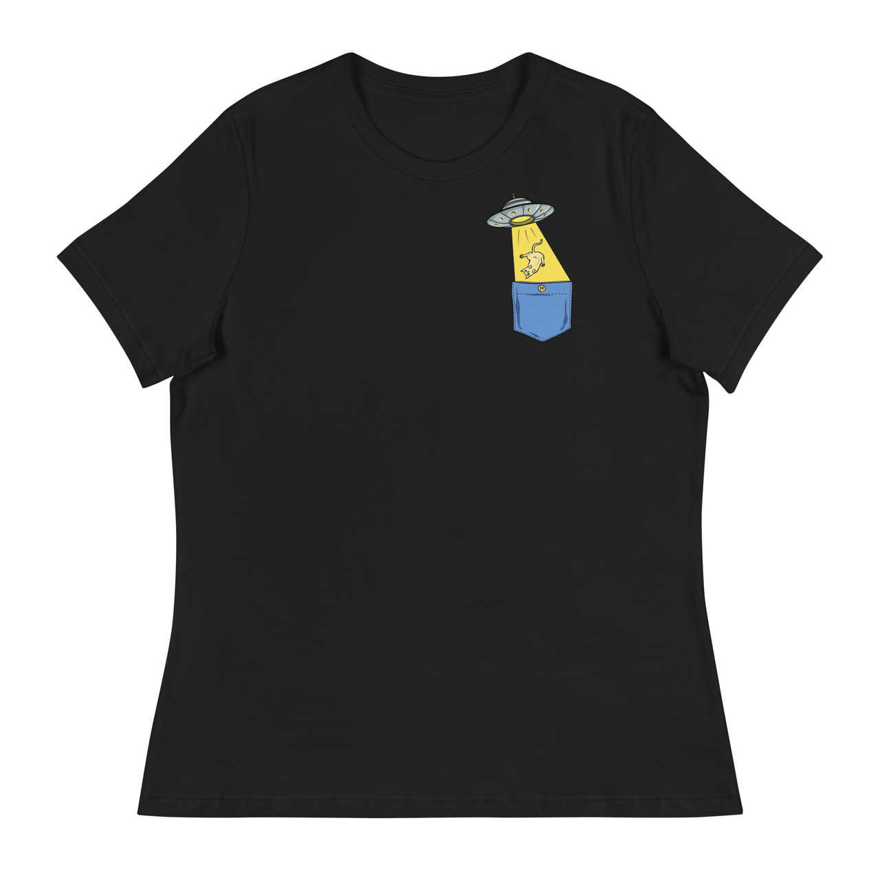 UFO Pocket Cat Women's Relaxed T-Shirt - Bella + Canvas 6400 