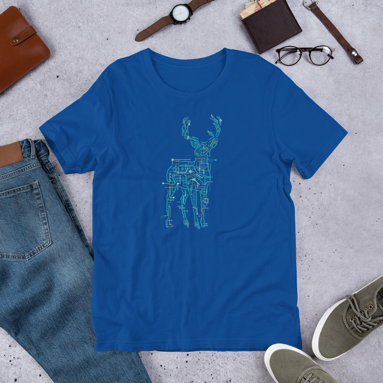 True Royal T-Shirt - Bella + Canvas 3001 Electric Deer