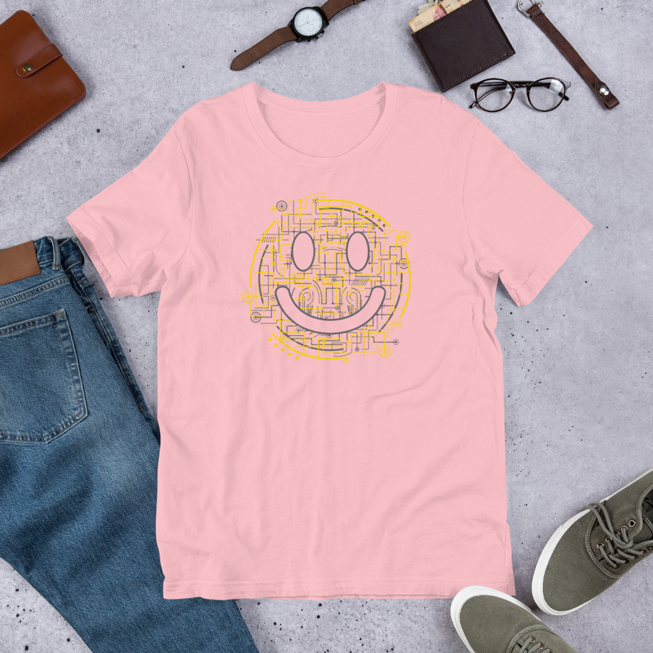Pink T-Shirt - Bella + Canvas 3001 Electric Smile