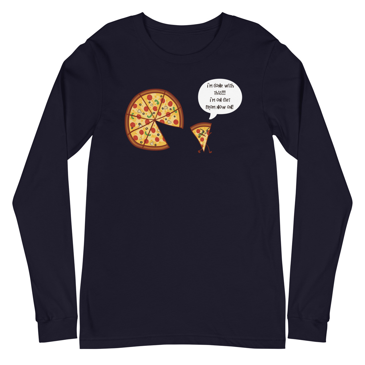 Angry Pizza Unisex Long Sleeve Tee - Bella + Canvas 3501 