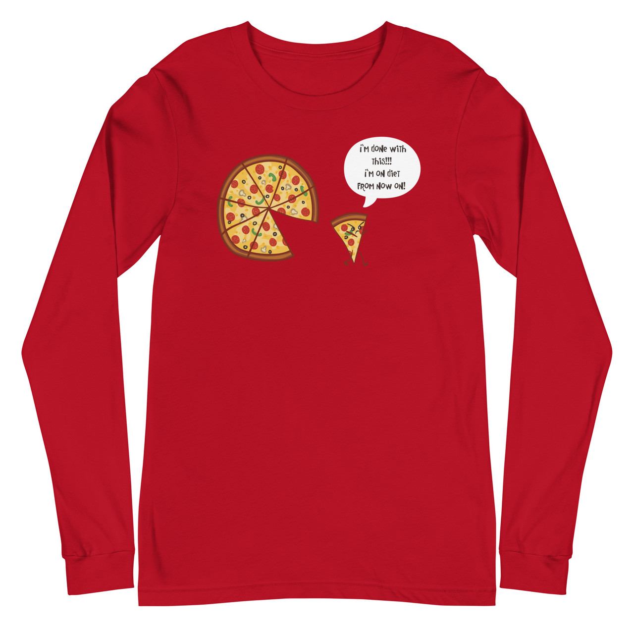 Angry Pizza Unisex Long Sleeve Tee - Bella + Canvas 3501 