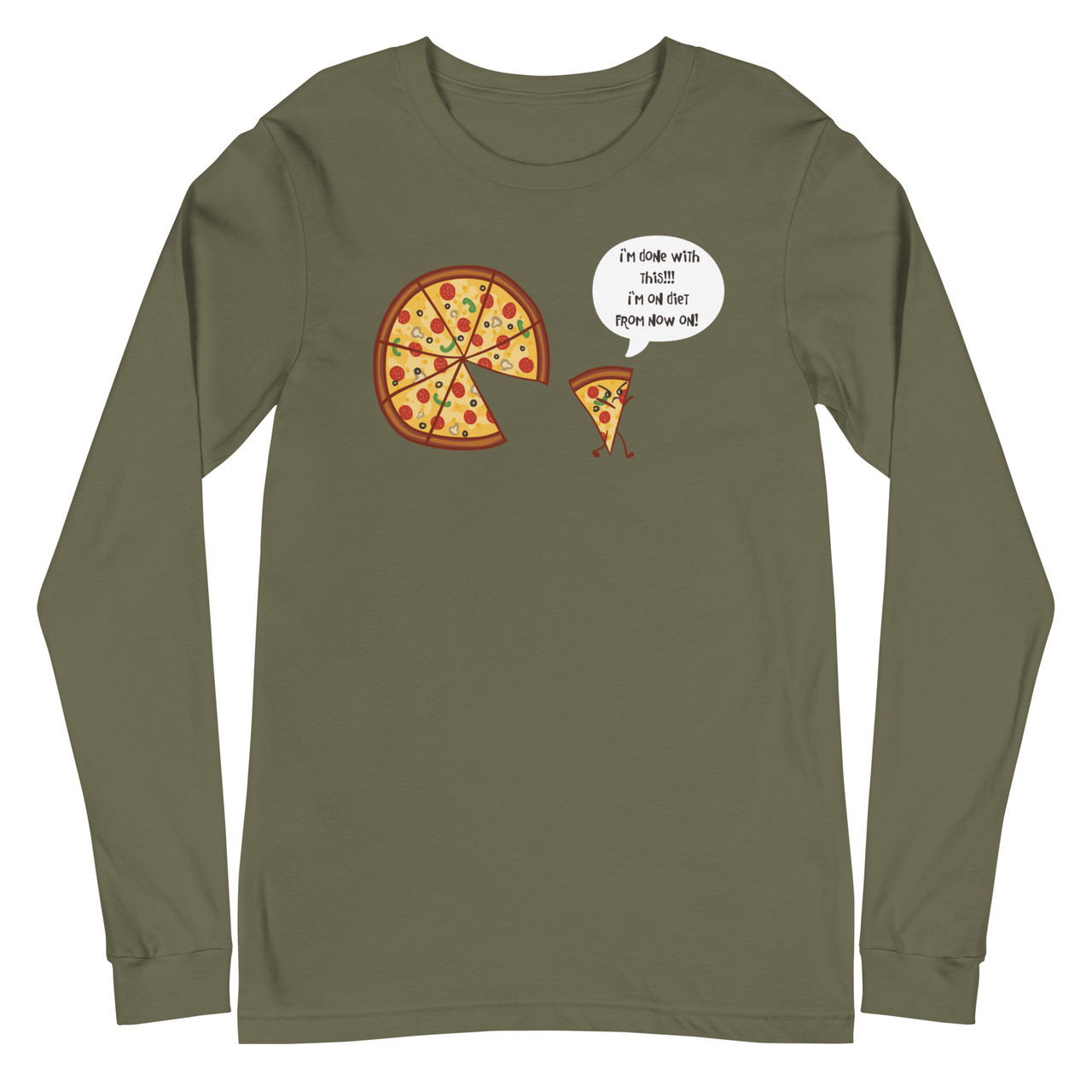 Angry Pizza Unisex Long Sleeve Tee - Bella + Canvas 3501 