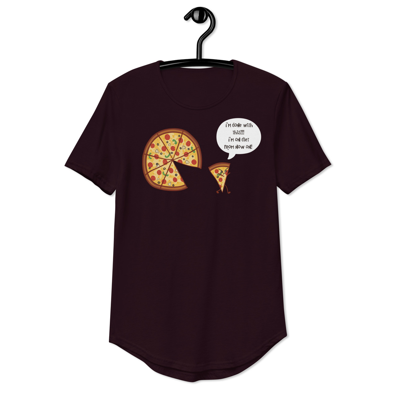 Angry Pizza Curved Hem Tee - Bella + Canvas 3003 