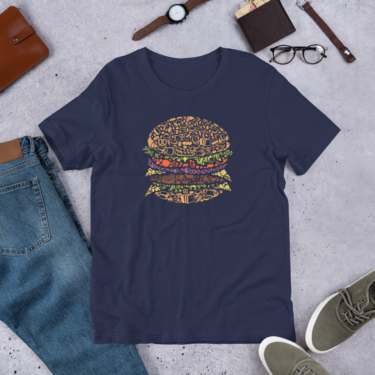 Navy T-Shirt - Bella + Canvas 3001 Burger