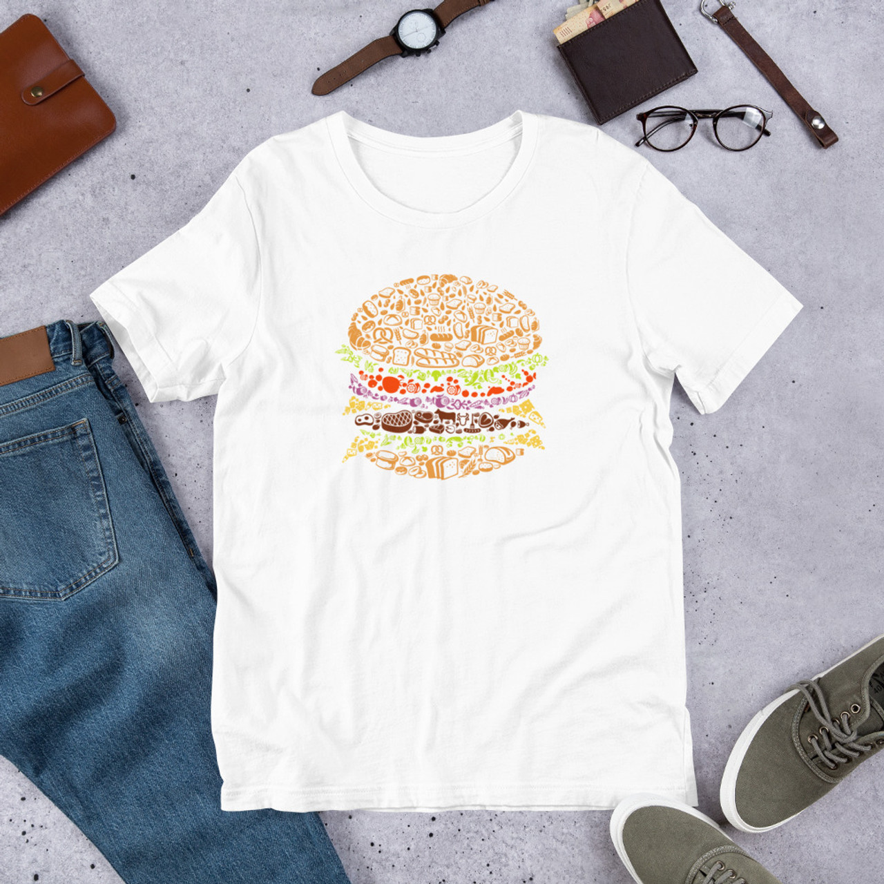 White T-Shirt - Bella + Canvas 3001 Burger