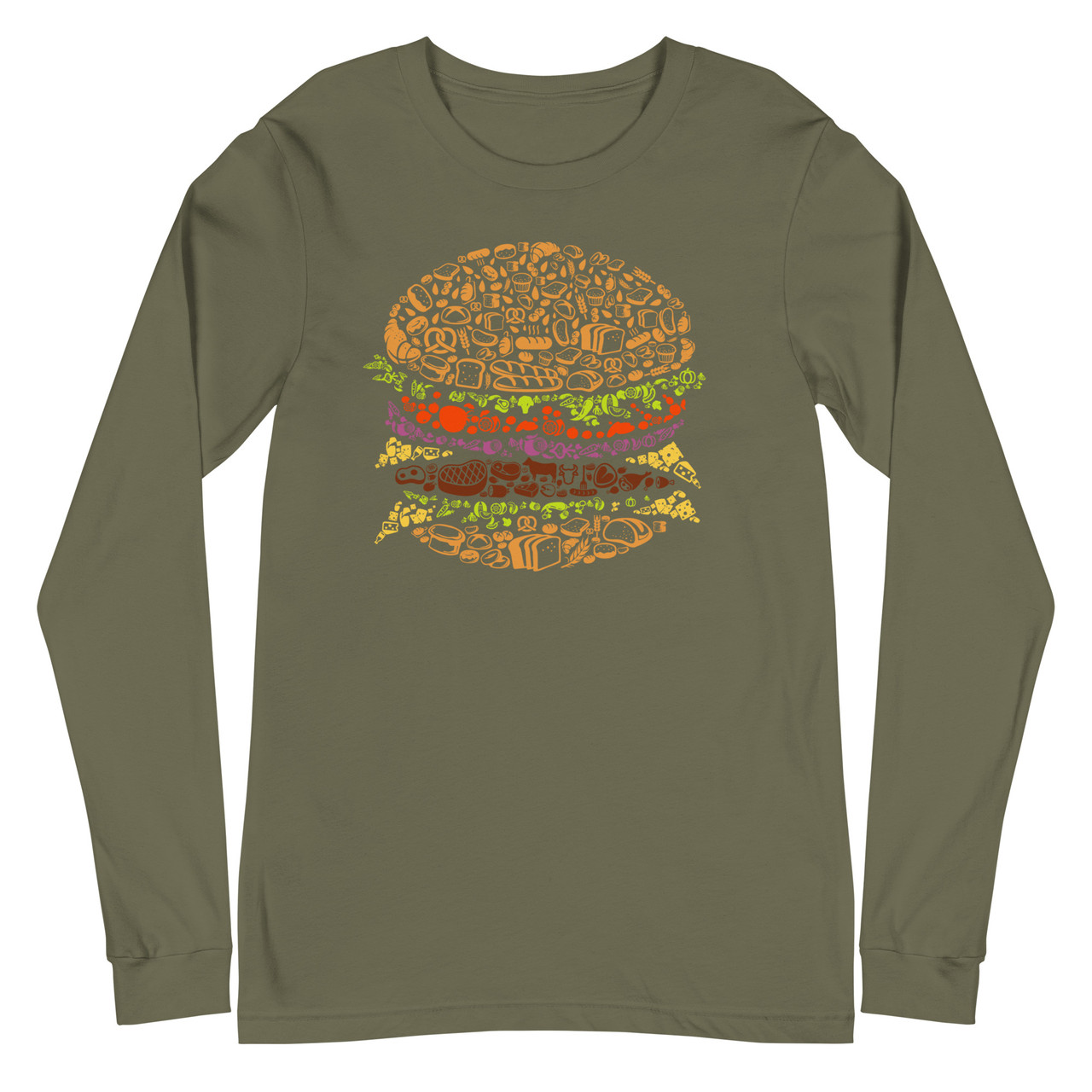 Burger Unisex Long Sleeve Tee - Bella + Canvas 3501 