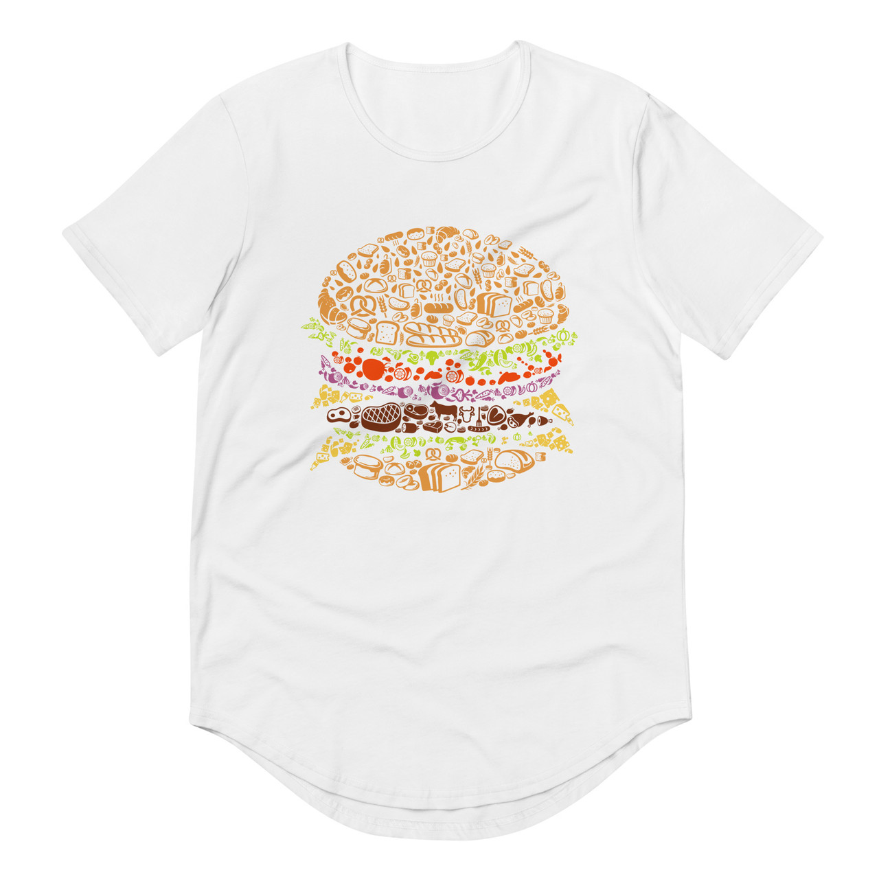 Burger Curved Hem Tee - Bella + Canvas 3003 