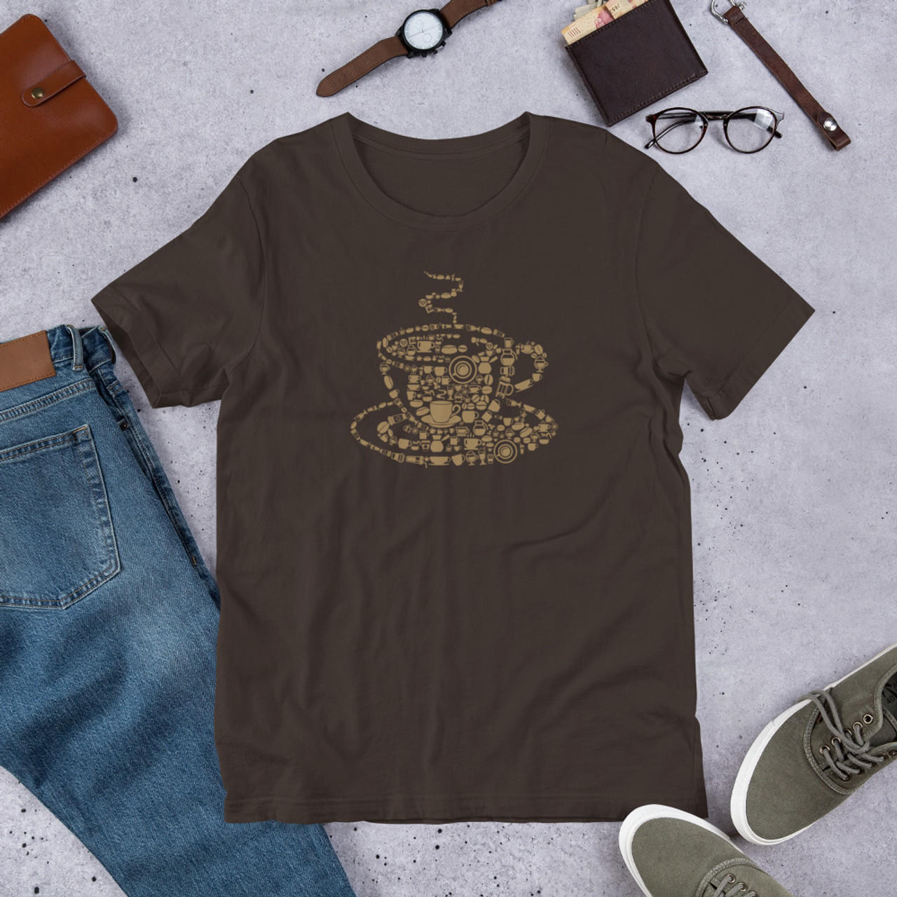 Brown T-Shirt - Bella + Canvas 3001 Coffee Cup