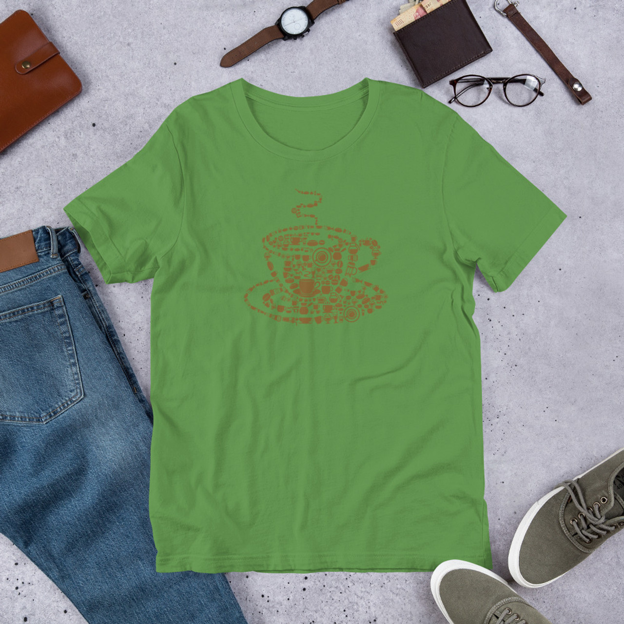 Leaf T-Shirt - Bella + Canvas 3001 Coffee Cup
