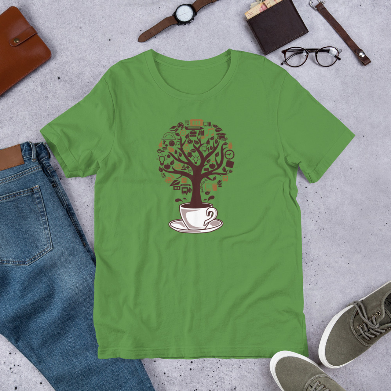 Leaf T-Shirt - Bella + Canvas 3001 Coffee Tree